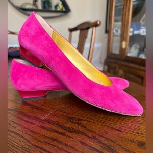 Vintage Bruno Magli Hot Pink Suede Block Heel Shoes 9